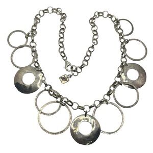 Silpada Sterling 925 Silver Hammered Circle Rolo chain Necklace N1325